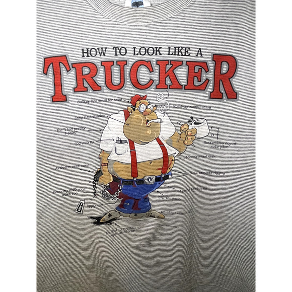 Grey & White Single-Stitch 1993 Vintage "How to Look Like a Trucker" Tee Size XL - Picture 2 of 13